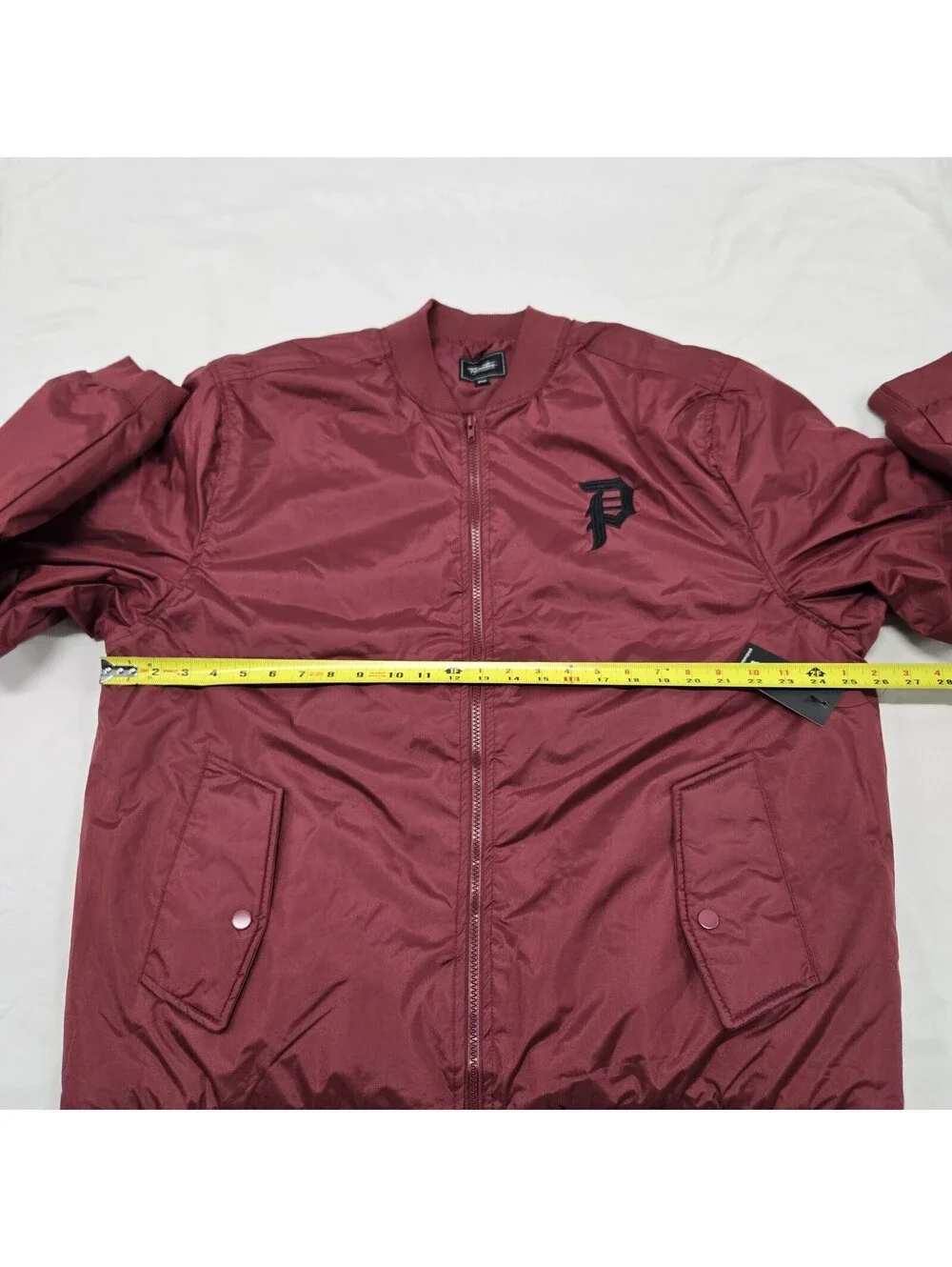 NWT Men's XXL Primitive Skateboarding Bomber Jacket Burgundy Zip Up Flight Coat - Picture 10 of 13
